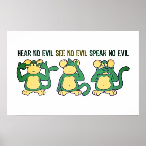 Cute Hear No Evil Monkeys Poster