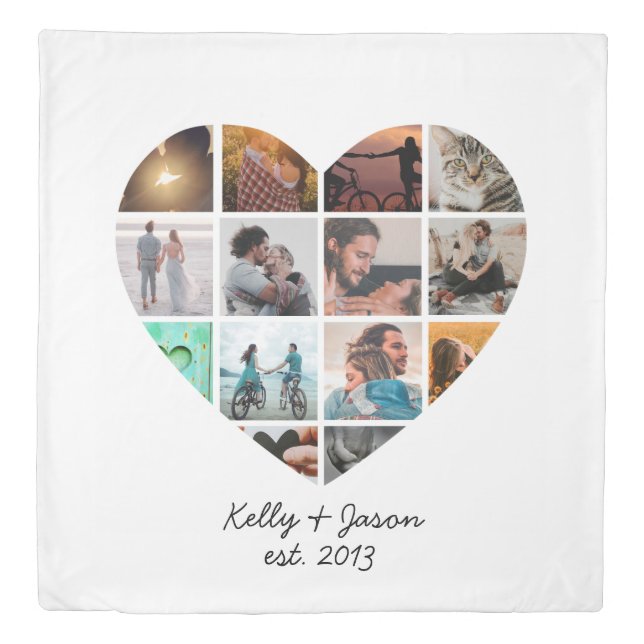 Cute Heart 14 Photo Collage Love Family Duvet Cover (Front)