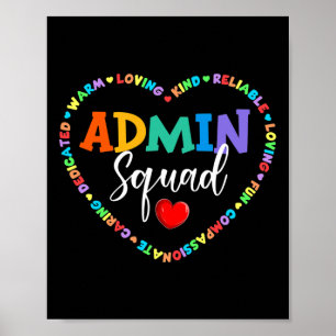 Cute Heart Admin Squad Fun First Day of School Poster