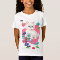 Cute heart and cat kids t-shirt