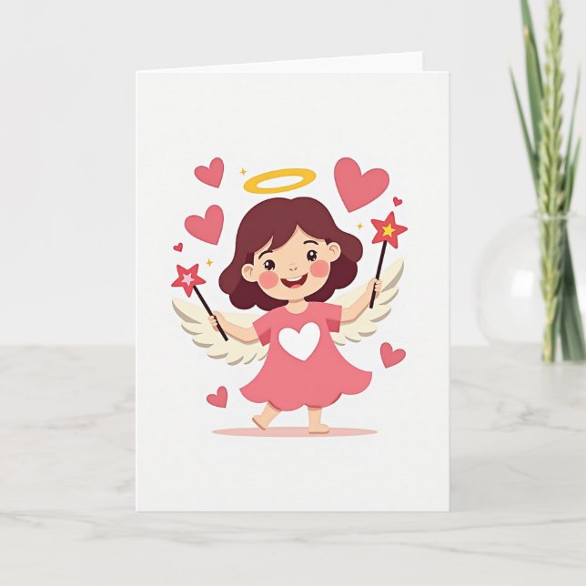 Cute Heart Angel Card (Front)