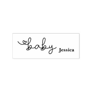 Cute Heart Baby Name Rubber Stamp