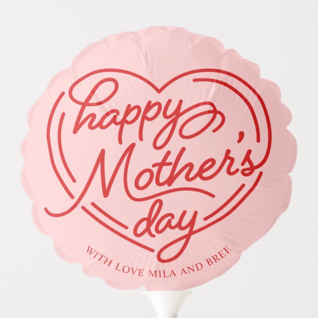 Cute Heart Balloon Custom With Names Mother's Day (Front)