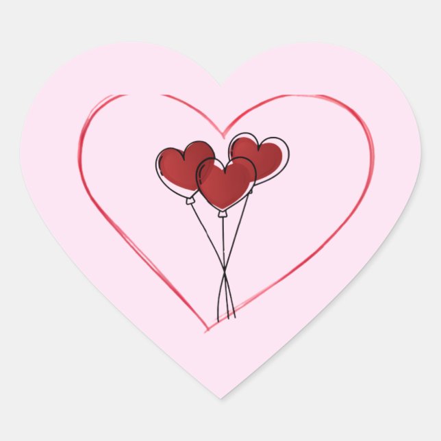 Cute Heart Balloon Love Sticker (Front)