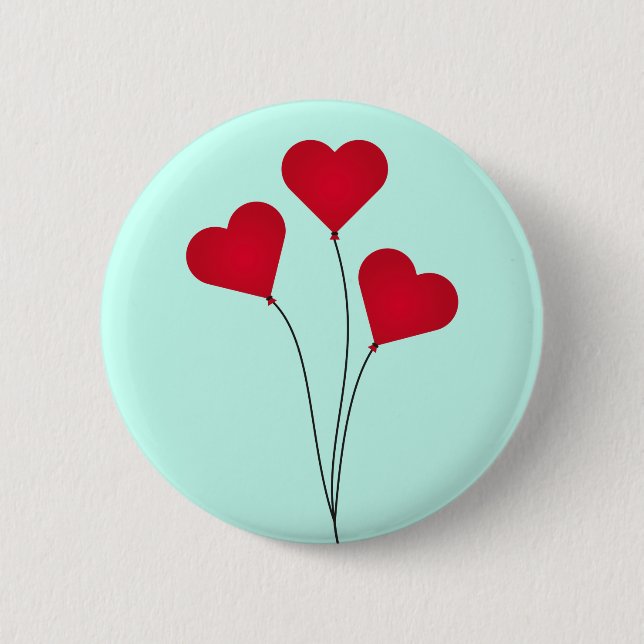 Cute Heart Balloons Button (Front)