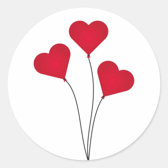 Cute Heart Balloons Classic Round Sticker (Front)