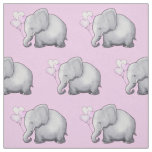 Cute Heart Balloons Elephant Baby Girl&#39;s Nursery Fabric