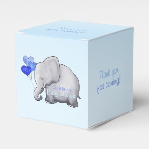 Cute Heart Balloons Elephant Blue Baby Boy Shower Favor Boxes