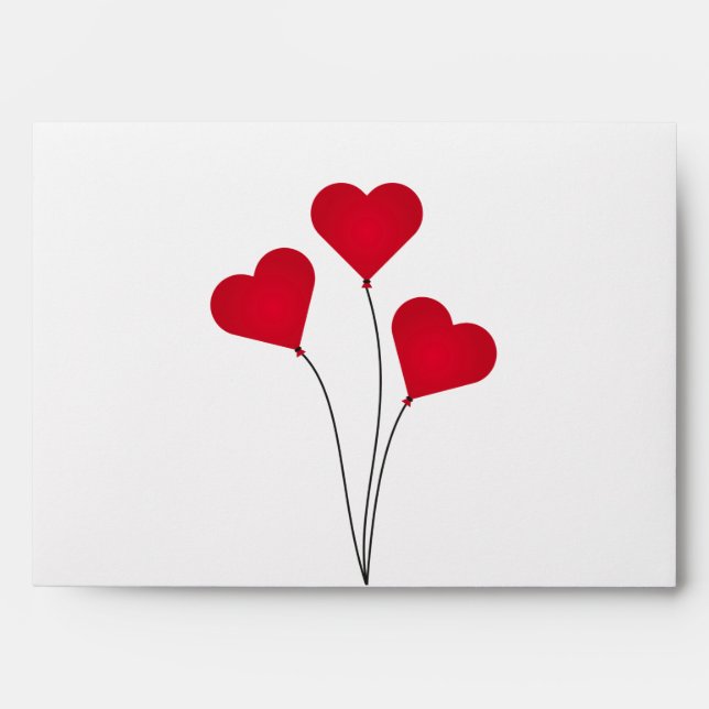 Cute Heart Balloons Envelope (Front)