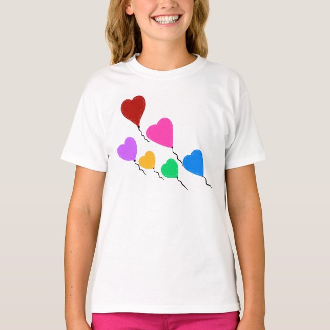Cute Heart Balloons Kids T-Shirt (Front)