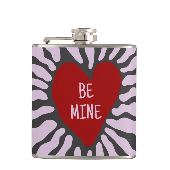 Cute heart be mine personalized valentine's day  flask (Front)