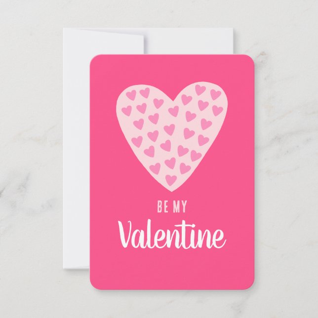 Cute Heart "Be My Valentine" Personalized Name Note Card (Front)