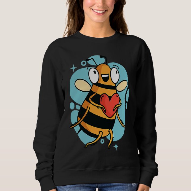 Cute Heart Bee Beekeeper Valentine's Day Sweatshirt (Front)
