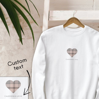 Cute Heart Beige Scottish Tartan Sweatshirt