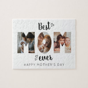 Cute Heart Best Mom Ever 3 Photo Collage Jigsaw Puzzle
