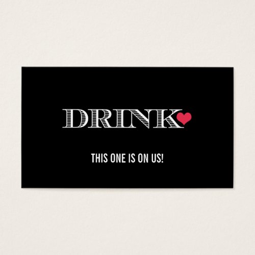 Cute Heart Black Red Wedding Drink Ticket