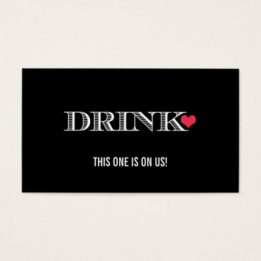 Customizable Cute Heart Black Red Wedding Drink Ticket Business Card Template