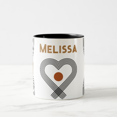 cute heart boho style colorful geometric pattern Two_Tone coffee mug