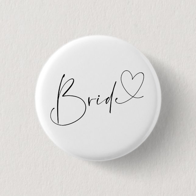 Cute Heart Bride Bachelorette Party Button (Front)