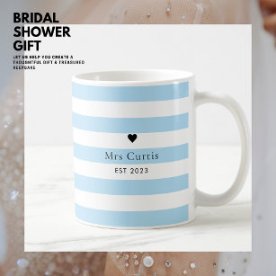 Cute Heart Bride Mug Something Blue Stripes 