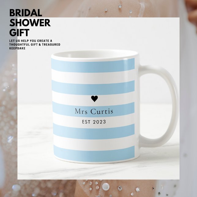 Cute Heart Bride Mug Something Blue Stripes  (Creator Uploaded)