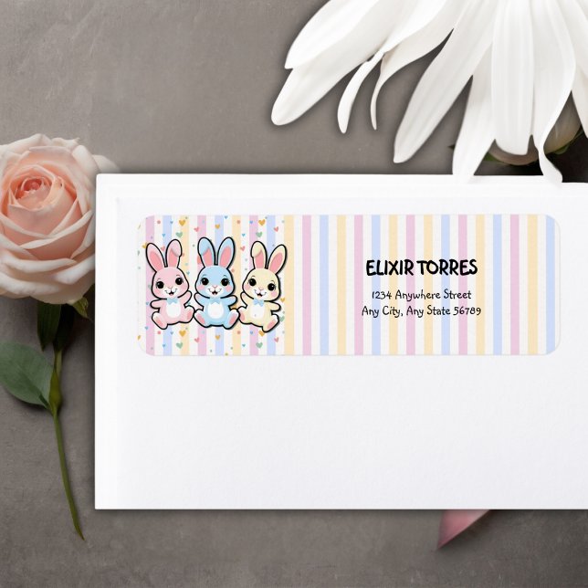 Cute Heart Bunny Hoppers Baby Shower Label (Creator Uploaded)
