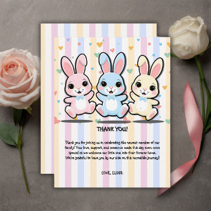 Cute Heart Bunny Hoppers Baby Shower Thank You Card
