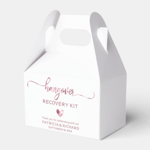 Cute Heart Calligraphy Wedding Hangover Kit Favor Boxes