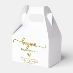 Cute Heart Calligraphy Wedding Hangover Kit Favor Boxes
