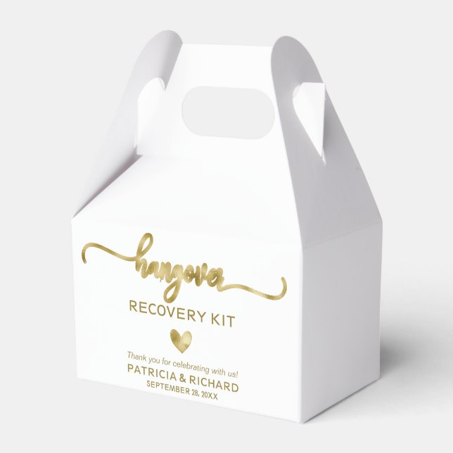 Cute Heart Calligraphy Wedding Hangover Kit Favor  Boxes (Front Side)