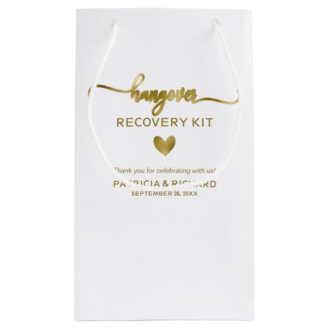 Cute Heart Calligraphy Wedding Hangover Kit Small  Small Gift Bag (Back)