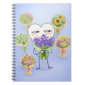 Cute Heart Character Flower Notebook