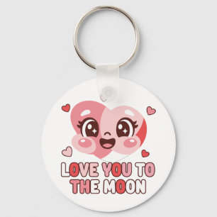 Cute Heart Character Love You To The Moon Keychain