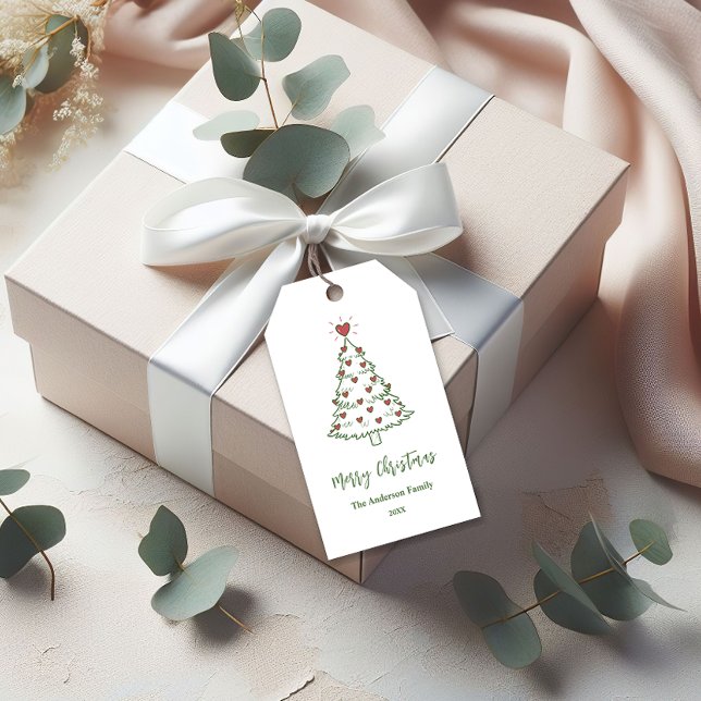 Cute Heart Christmas Tree Holiday Gift Tag         (Creator Uploaded)