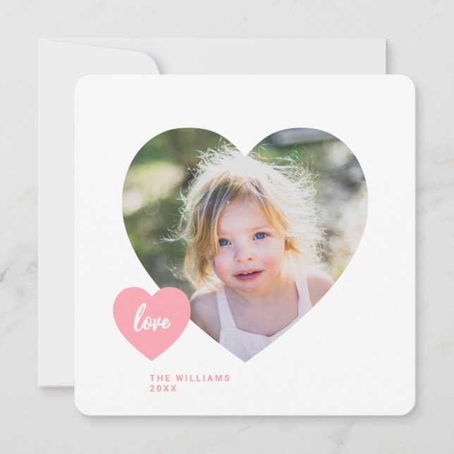 Cute Heart Classroom Photo Squared Valentines Card (Front)