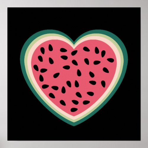 cute heart colorful palestine Watermelons Poster