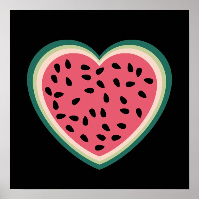 cute heart colorful palestine Watermelons Poster (Front)