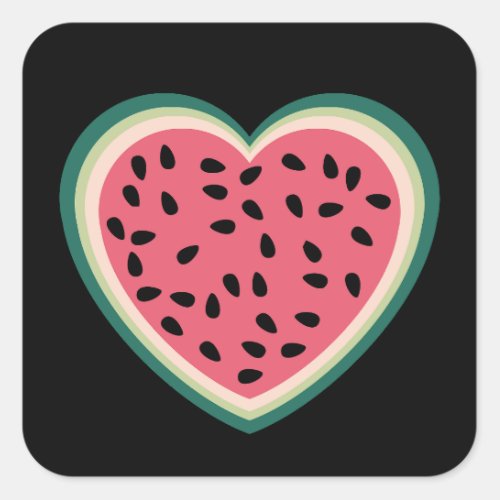 cute heart colorful palestine Watermelons Square Sticker