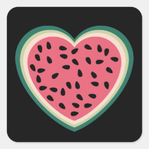 cute heart colorful palestine Watermelons Square Sticker