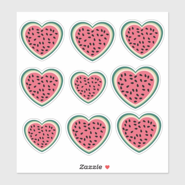 cute heart colorful palestine Watermelons Sticker (Sheet)