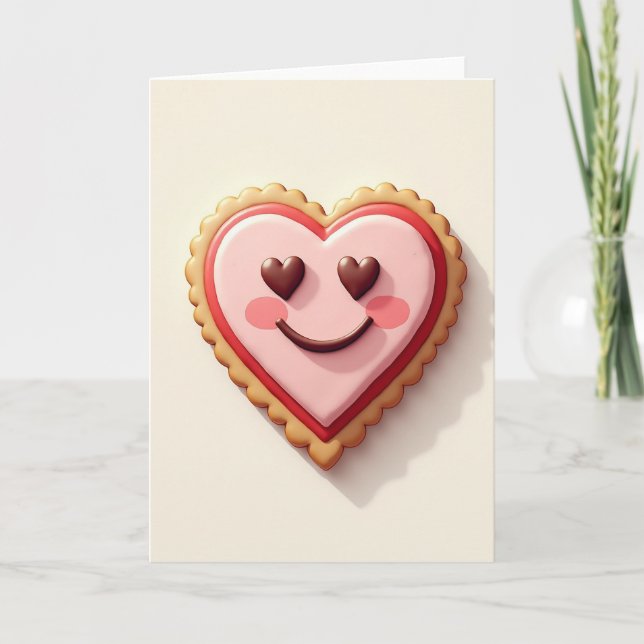 Cute Heart Cookie Love Card (Front)