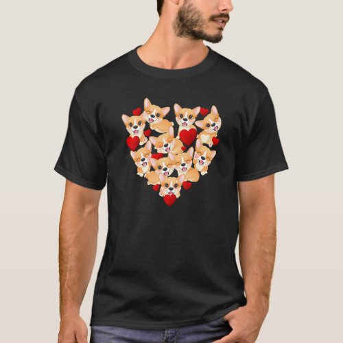 Cute Heart Corgi Dogs Owners Happy Valentine&#39;s Day T-Shirt