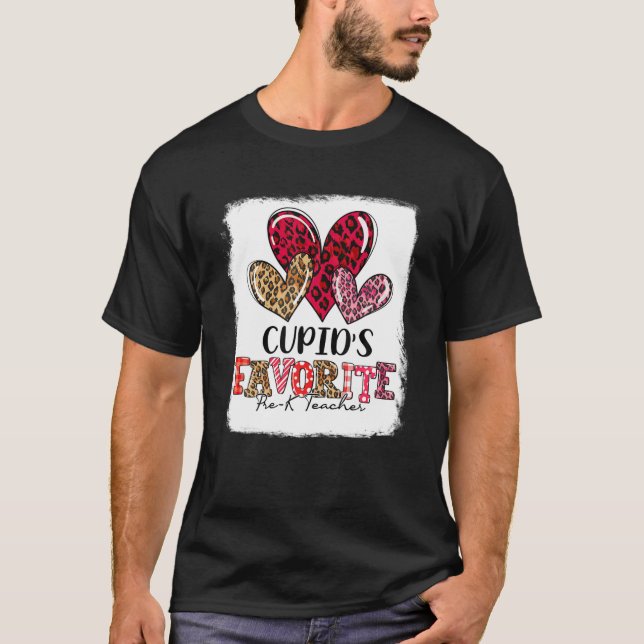Cute Heart Cupid's Favorite Pre-K Teacher Valentin T-Shirt (Front)