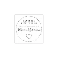 Made With Love Floral Heart Wreath Personalized Rubber Stamp