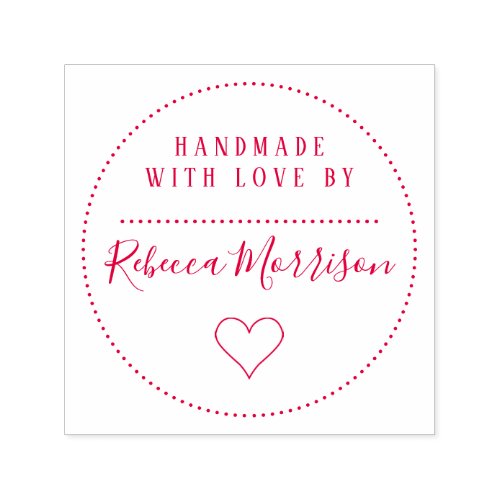 Cute Heart  Custom Name Script Handmade With Love Self_inking Stamp