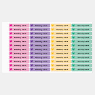 Cute Heart Custom Skinny Name Labels - Iron On -