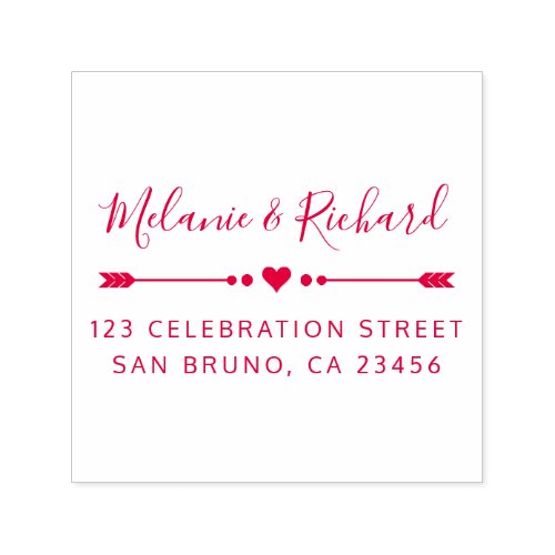 Cute Heart  Custom Wedding Names  Return Address Self_inking Stamp