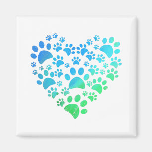 Cute Heart Dog Paws Funny For Animal Lovers Magnet