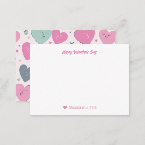 Cute Heart Doodle Pattern Sweet Valentines Day Note Card