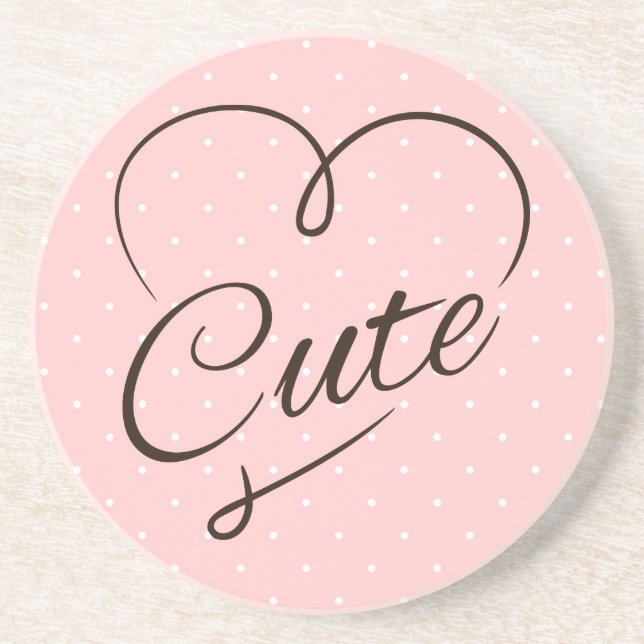 Cute Heart Doodle Sandstone Coaster (Front)